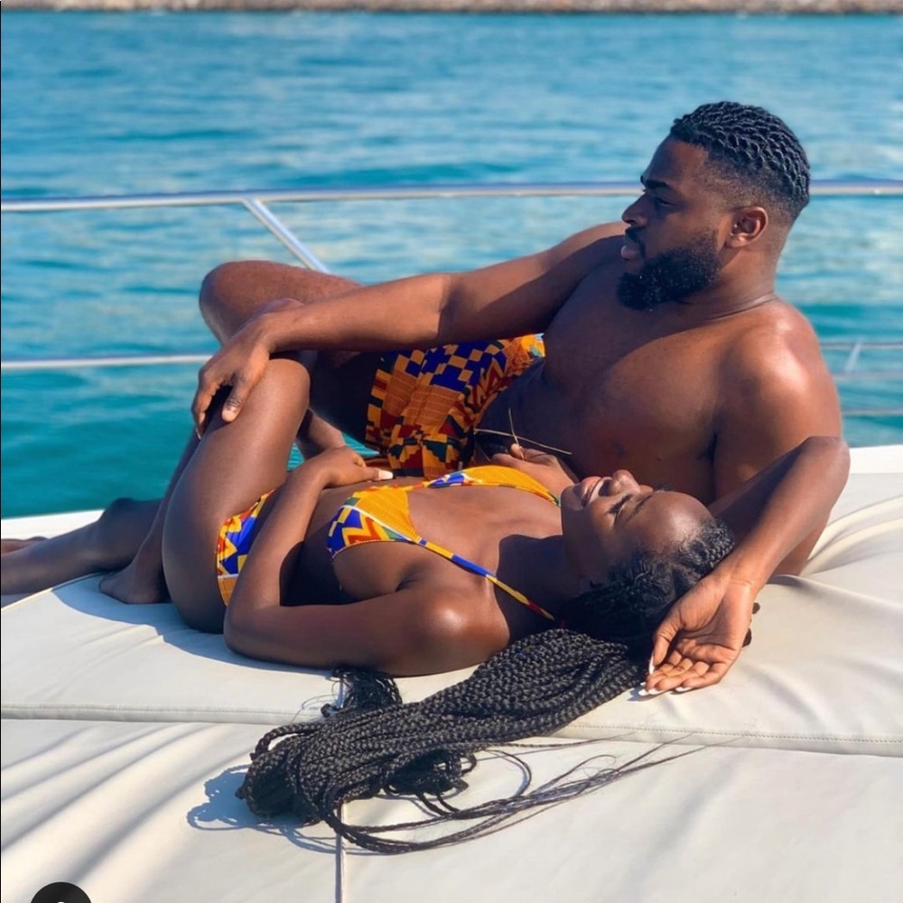 Kente matching couple swimwear set